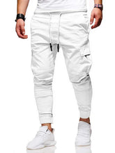 White men’s jogger pants with cargo pockets and drawstring waist for comfortable leisure wear